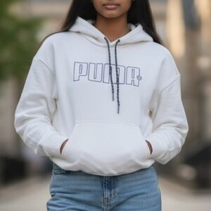 Puma White Hoodie with Purple Logo